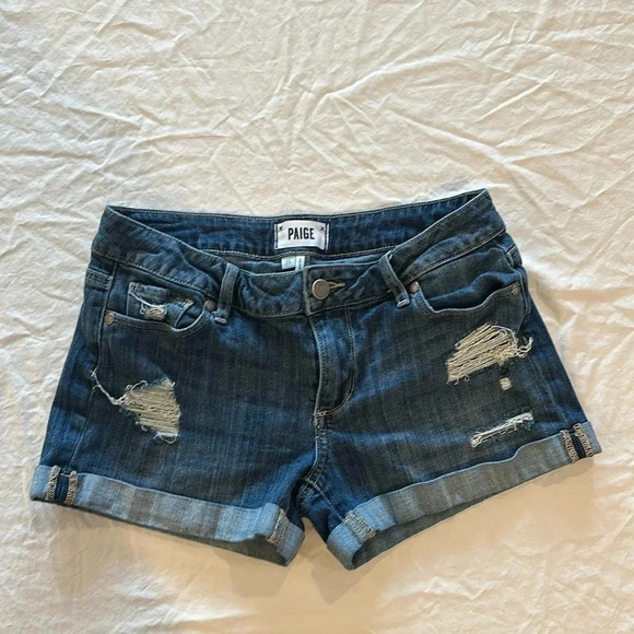 Paige Jimmy Jimmy Denim Shorts size 25 destroyed excellent‎ condition - Picture 1 of 6